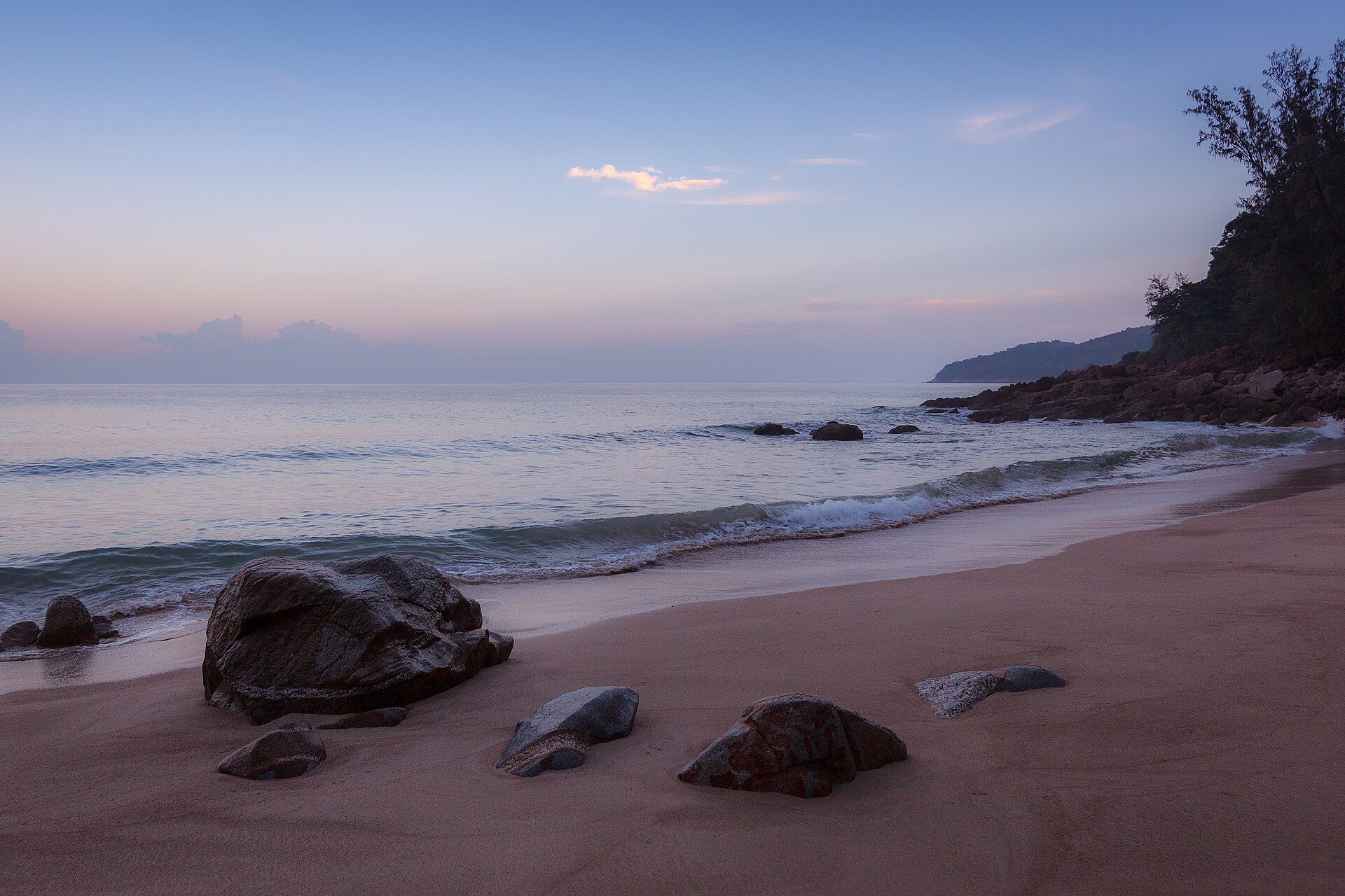 Sunrize over Banana beach, Phuket, Thailand early in the morning.