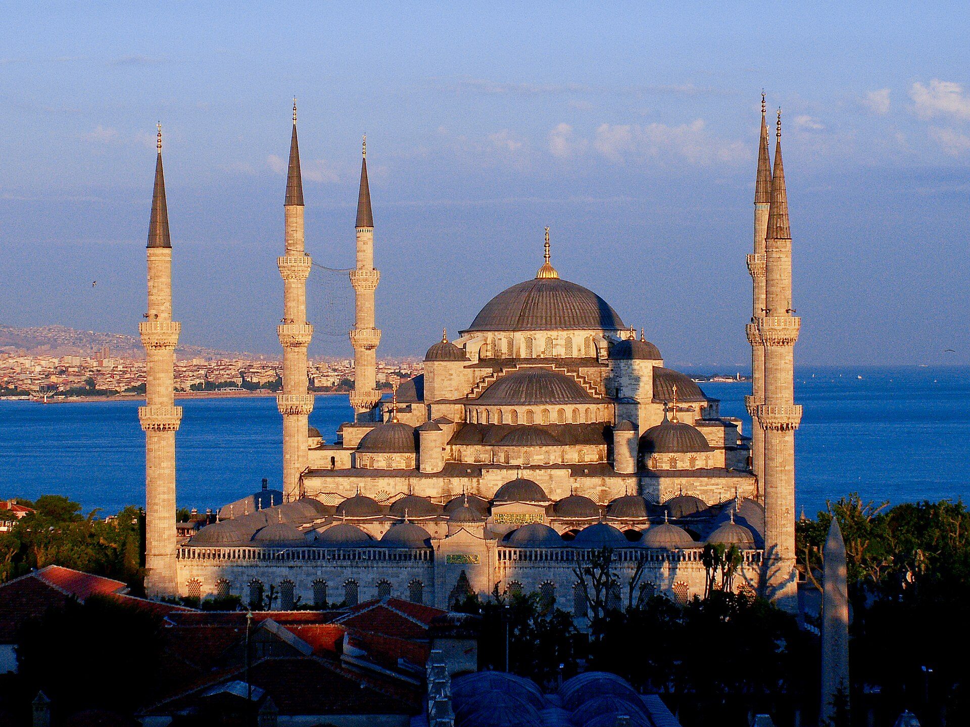 The Blue Mosque at sunset.
