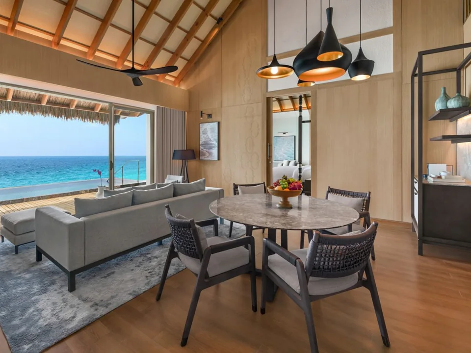 منطقة المعيشة في فيلات JW Marriott Kaafu