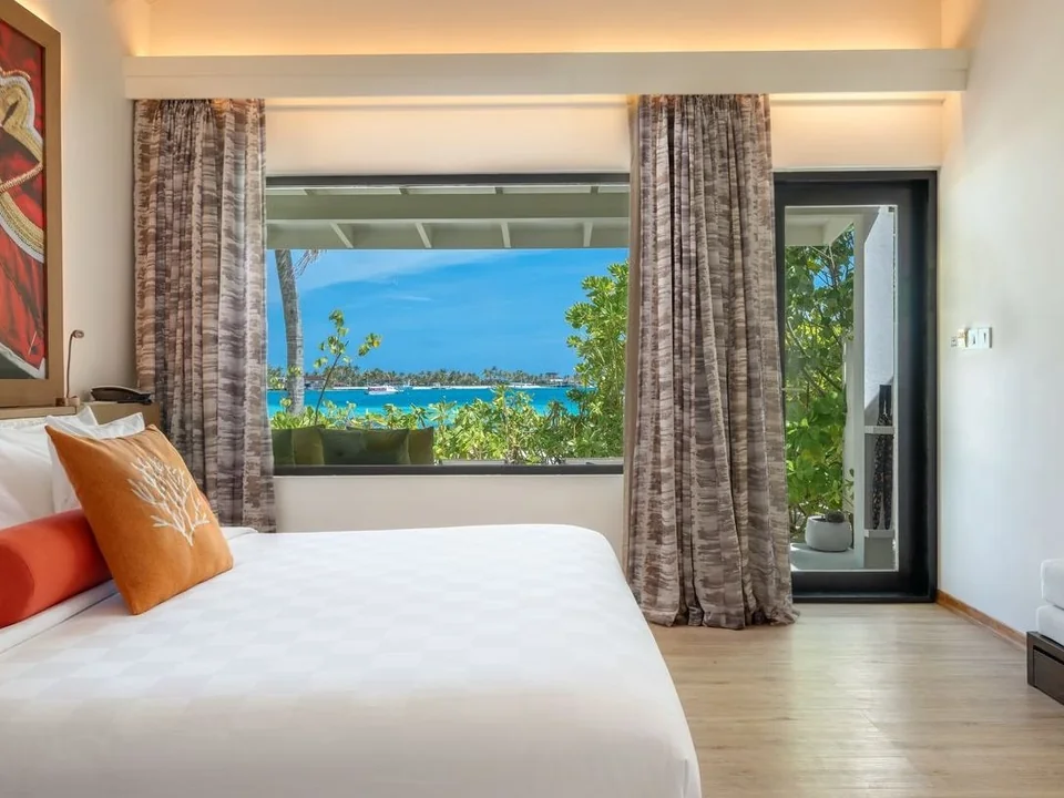 غرفة نوم بإطلالة بحرية في Villa Nautica